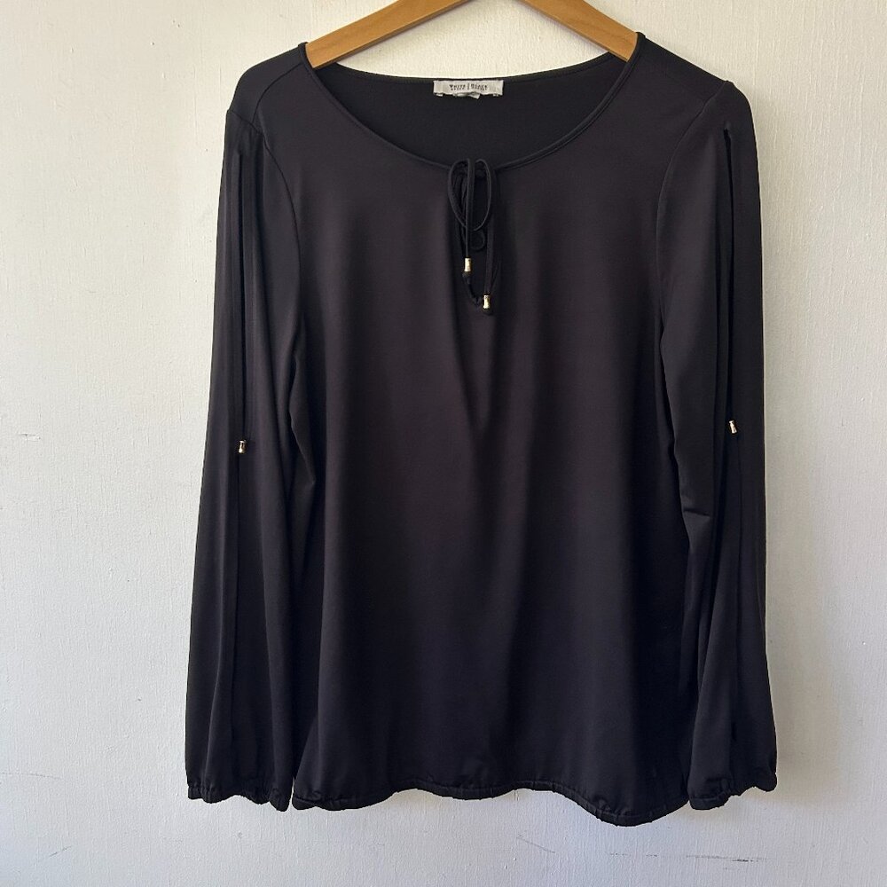 White House Black Market Top Womens Large Whimsigoth Tie Neck Witchy Dark Fairy